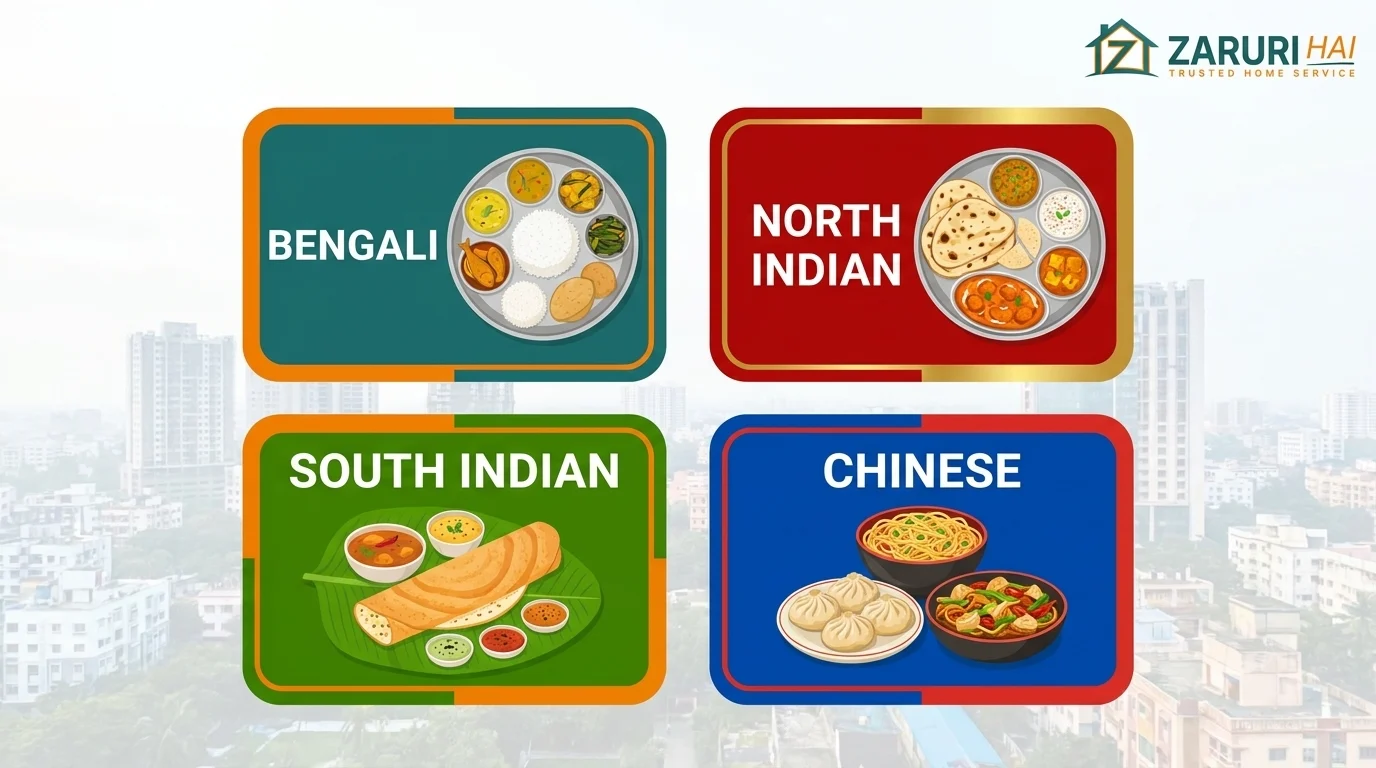On-demand cook 5 Choose Bengali, North Indian, South Indian or Chinese home cooking on Zaruri Hai