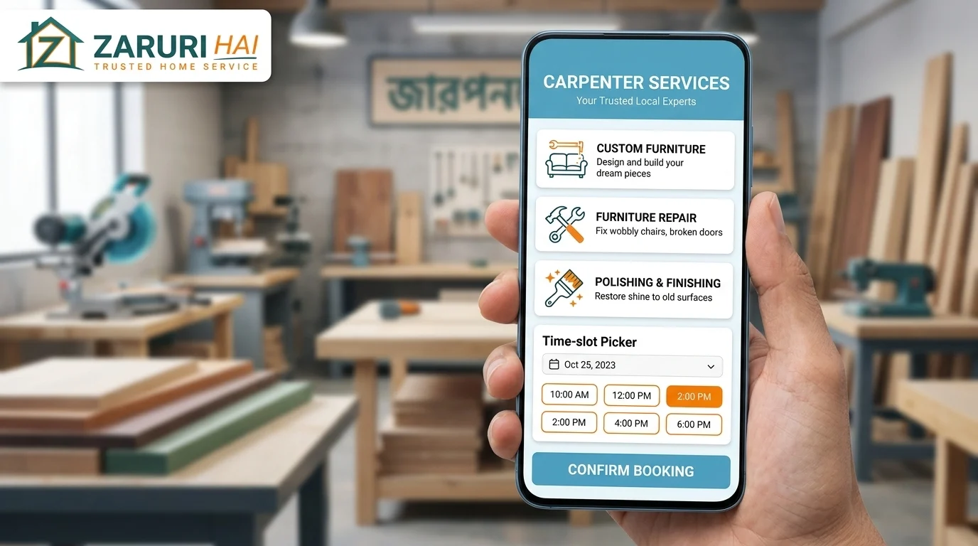 Carpenter services 8 Booking a carpenter on the Zaruri Hai app in Kolkata