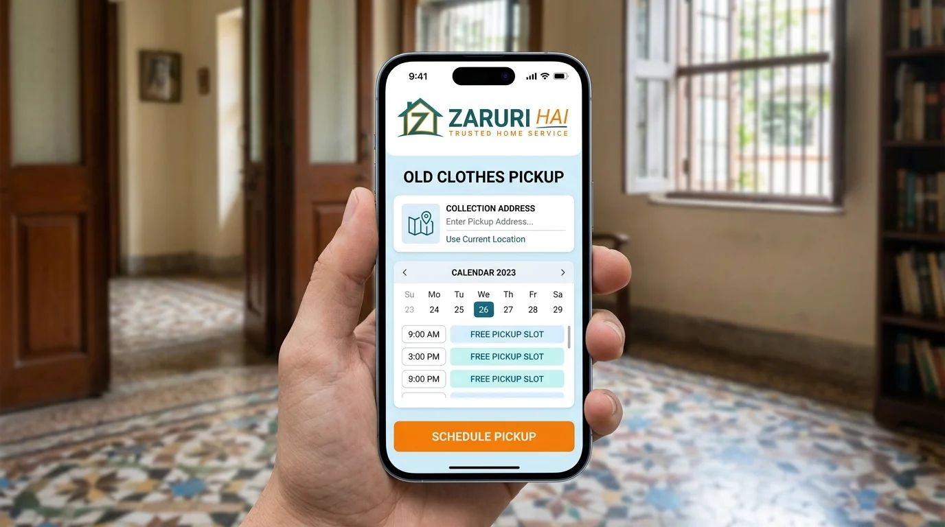 Sell Your old clothes 8 Booking a free old clothes pickup on the Zaruri Hai app in Kolkata