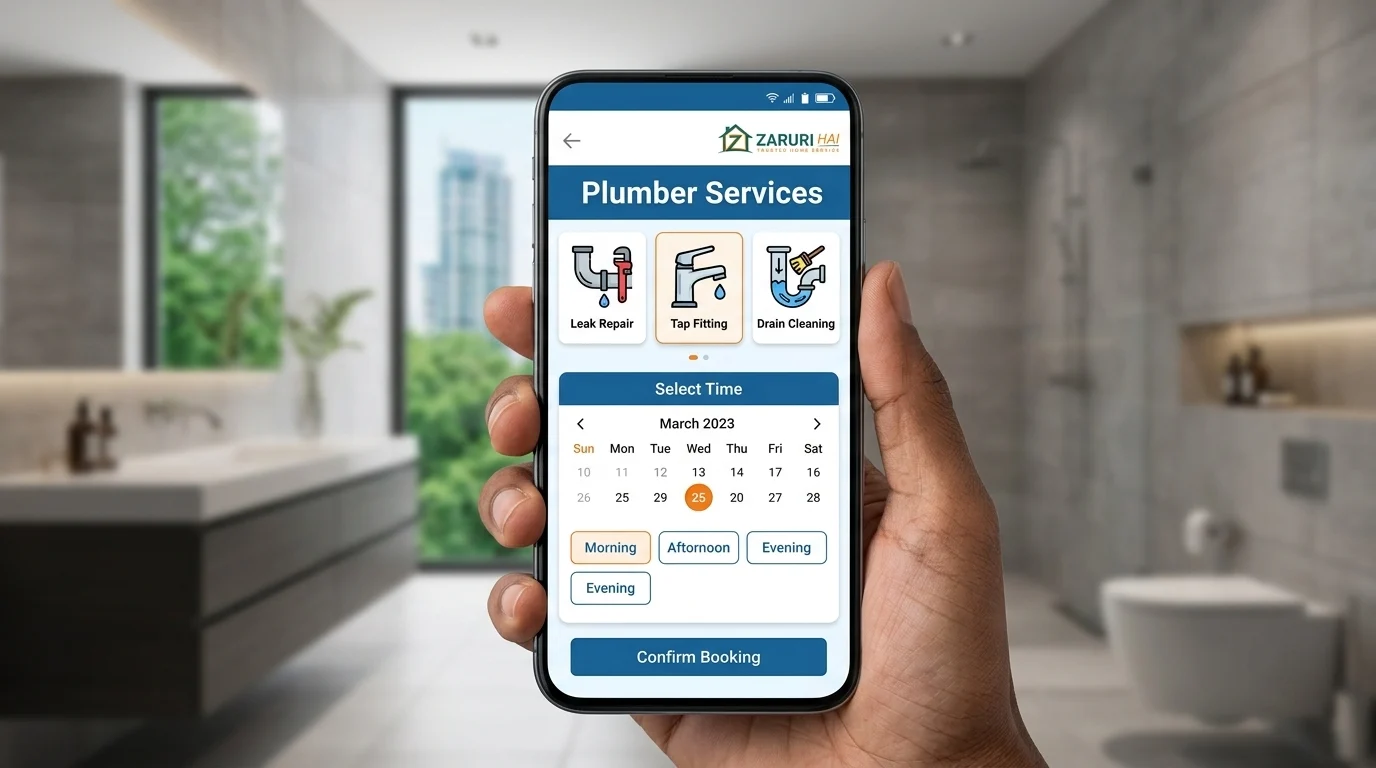 Plumber services 4 Booking a plumber on the Zaruri Hai app in Kolkata