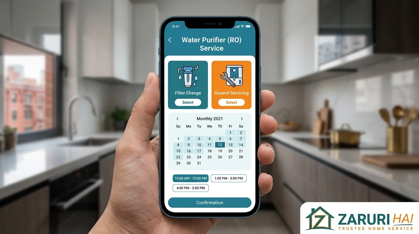 Water purifier service 5 Booking an RO service on the Zaruri Hai app in Kolkata