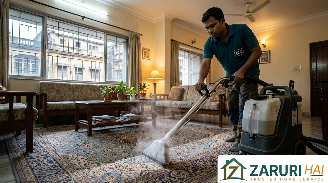 Sofa & carpet cleaning 6 Professional deep cleaning a carpet with an extraction machine in Kolkata