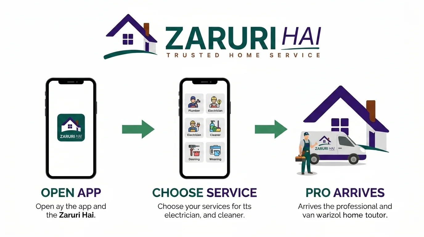 How to book home service on Zaruri Hai app in 3 steps