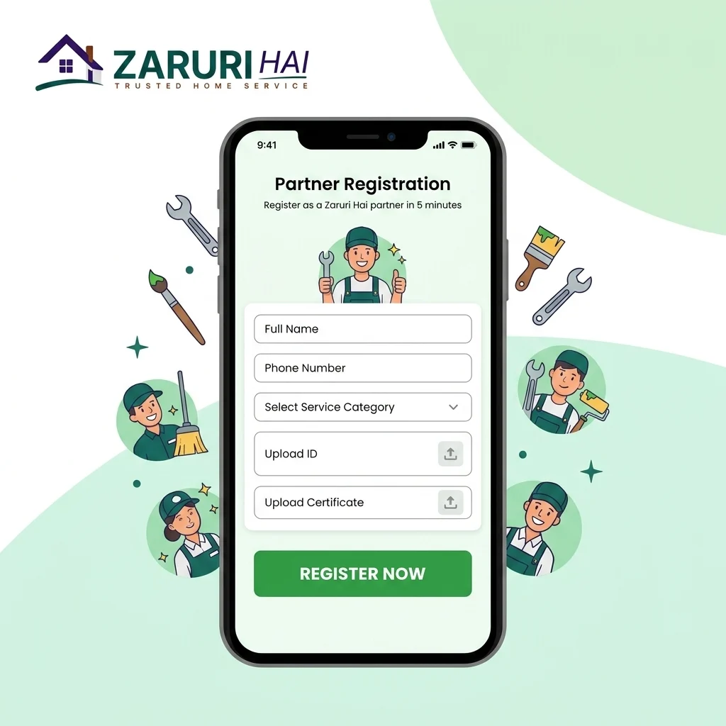 Partner registration form for Zaruri Hai home service professionals