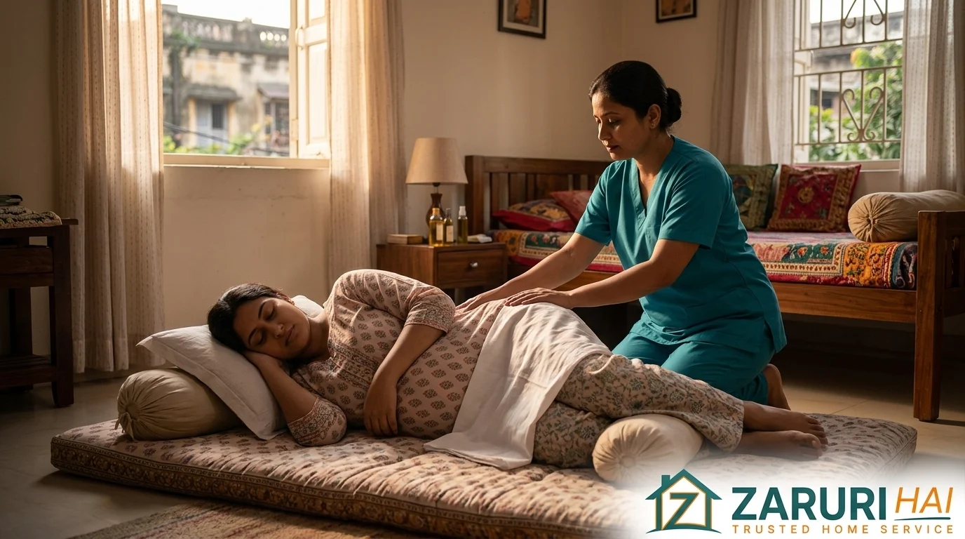 Baby & Women's massage at home 5 Pregnancy massage for an expecting mother by a female therapist at home