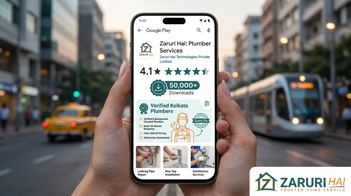Plumber services 7 Zaruri Hai app rated 4.1 stars with 50,000+ downloads