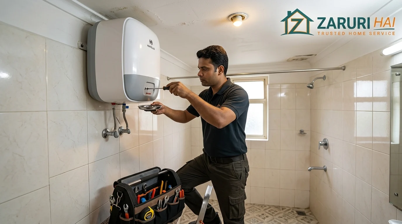 Verified Zaruri Hai technician repairing a geyser water heater in Kolkata