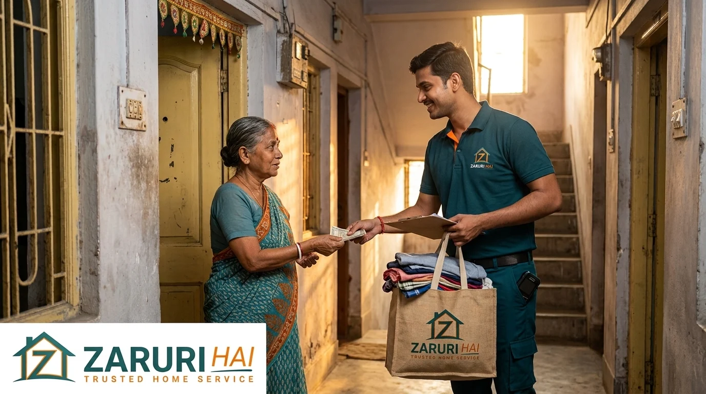 Sell Your old clothes 3 Zaruri Hai collector picking up old clothes for cash at a Kolkata doorstep