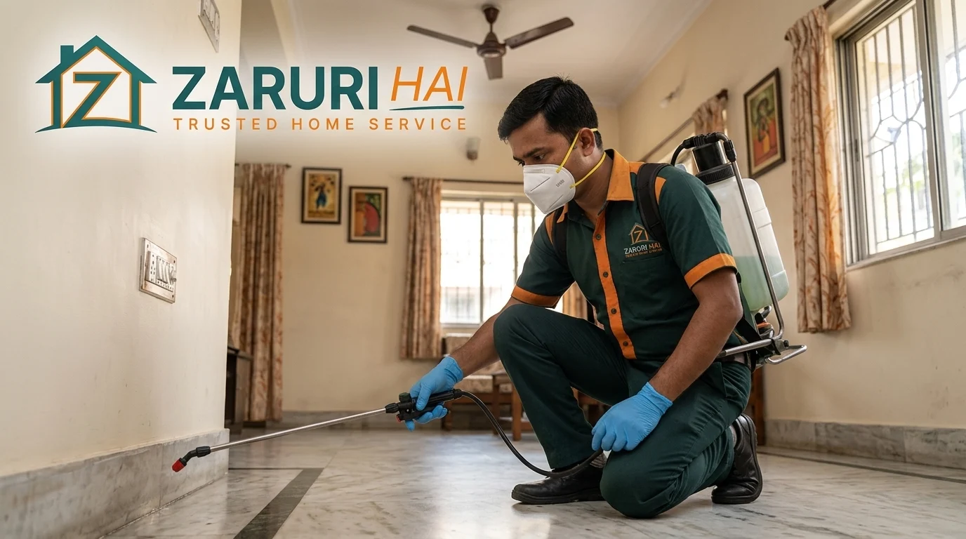 Pest control 1 Zaruri Hai pest control technician spraying treatment in a Kolkata home